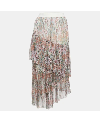 Pre-Owned Zimmermann Women's Paisley Print Chiffon Tiered Midi Skirt