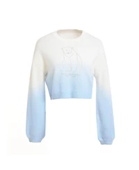 Bellemere New York Women's Polar Bear Cropped Cashmere Sweater (With Crystal Touch)