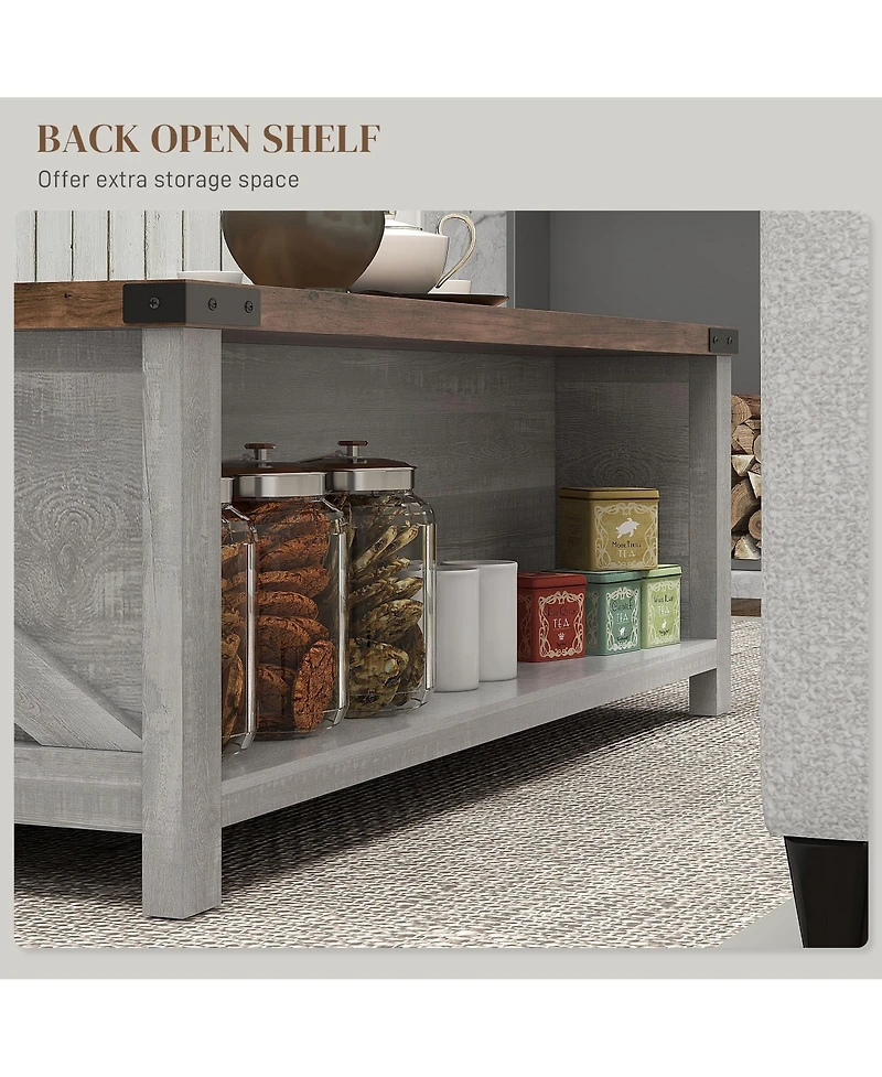 Homcom Farmhouse Table with Storage and Drawer, Distressed