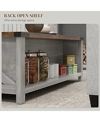 Homcom Farmhouse Table with Storage and Drawer, Distressed