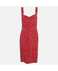 Pre-Owned Dolce & Gabbana Women's Red Polka Dots Crepe Sleeveless Midi Dress