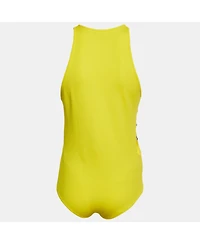 Pre-Owned Versace Women's Yellow Cut-Out Logo Detail Jersey Bodysuit