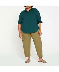 Universal Standard Womens Plus Elbe Popover Liquid Jersey Shirt Classic Fit