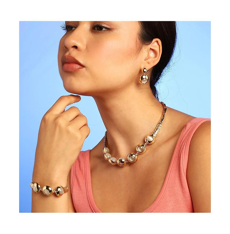 Sohi Women's Metallic Circular Necklace, Earrings And Bracelet ()