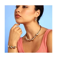 Sohi Women's Metallic Circular Necklace, Earrings And Bracelet ()