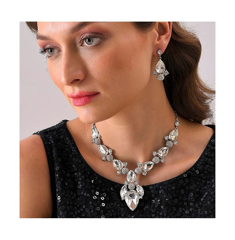 Sohi Women's Stone Teardrop Necklace And Earrings ()