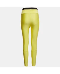 Pre-Owned Moncler Women's Yellow Logo Print Jersey Leggings