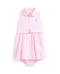 Polo Ralph Lauren Baby Girls' Sleeveless Oxford Shirtdress and Bloomer, 2-Piece Set
