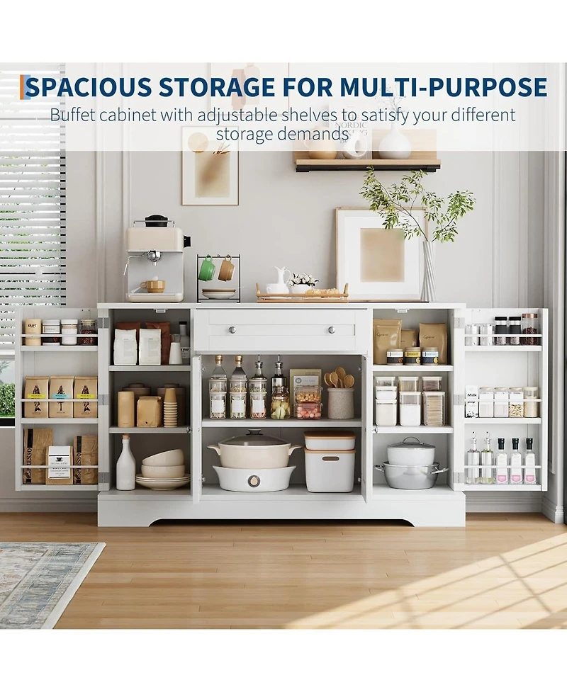 Gaomon Modern Wooden Sideboard Buffet Cabinet with Drawer, 4 Doors and Storage Shelves