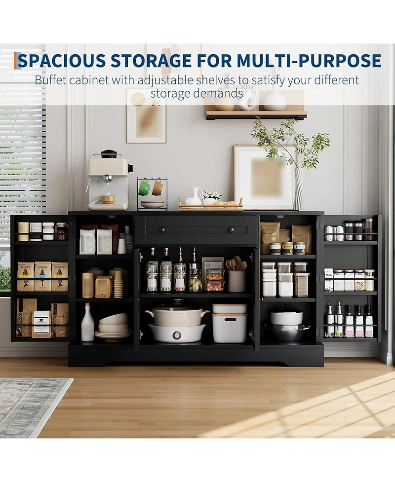 Gaomon Modern Wooden Sideboard Buffet Cabinet with Drawer, 4 Doors and Storage Shelves