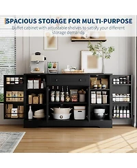 Gaomon Modern Wooden Sideboard Buffet Cabinet with Drawer, 4 Doors and Storage Shelves