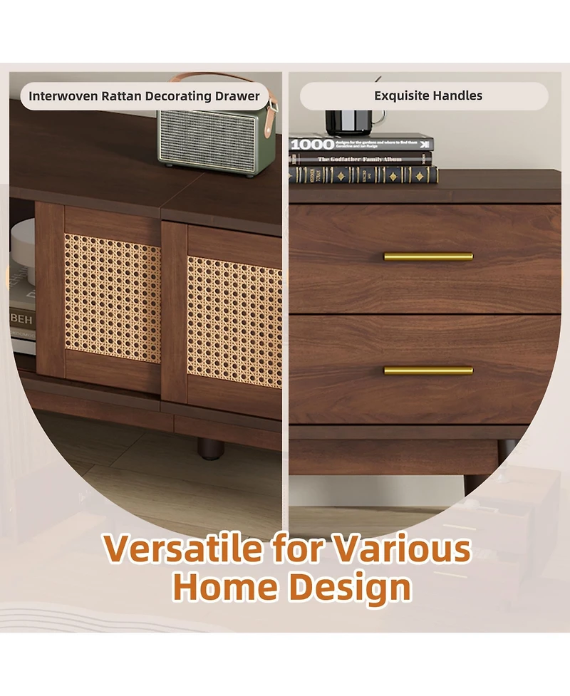 Casainc Modern Storage Cabinet Farmhouse Tv Stand with Sliding Doors and Drawer