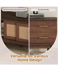 Casainc Modern Storage Cabinet Farmhouse Tv Stand with Sliding Doors and Drawer