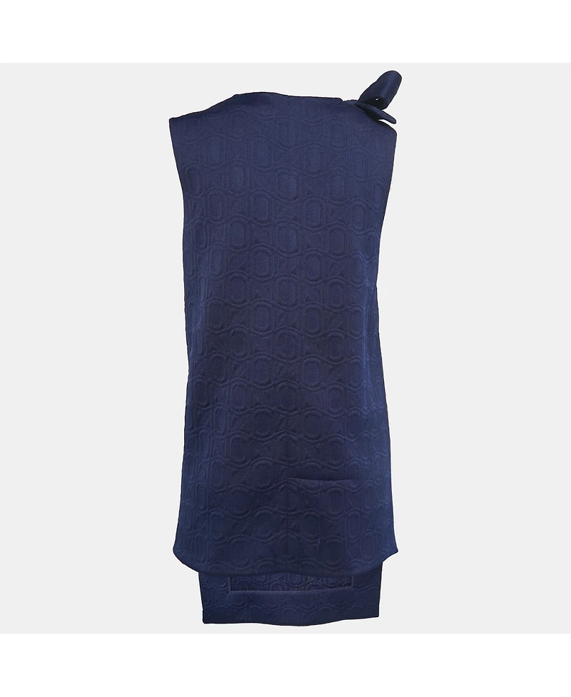 Pre-Owned Marni Women's Navy Blue Jacquard Bow Detail Sleeveless Short Dress