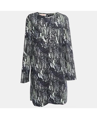 Pre-Owned Marni Women's Black Printed Cotton Full Sleeve Short Dress