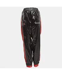 Pre-Owned Moncler Women's X Palm Angels Black Side Stripe Synthetic Logo Applique Joggers