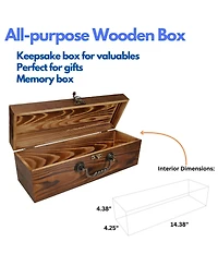 We Games Wooden Storage Box, Walnut Stained Burnt Wood Finish