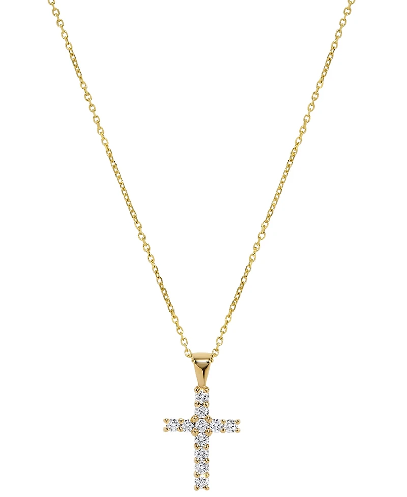 Macy's Diamond Cross Pendant Necklace (1/4 ct. t.w.) in 14k Yellow Gold