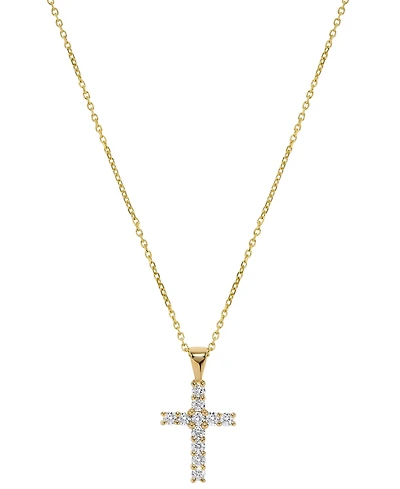 Macy's Diamond Cross Pendant Necklace (1/4 ct. t.w.) in 14k Yellow Gold