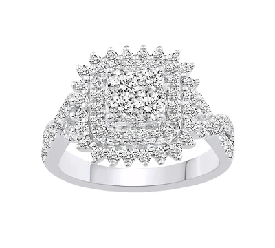 Macy's Diamond Cluster Engagement Ring (1-1/4 ct. t.w.) in 14K White Gold