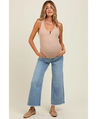 Pinkblush Maternity Blue Fringe Hem Ankle Wide Leg Jeans