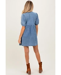 Pinkblush Maternity Blue Chambray Double Front Tie Dress