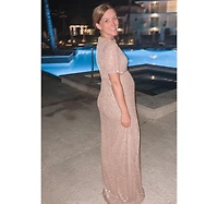 Pinkblush Maternity Black Sequin Short Sleeve Maxi Dress