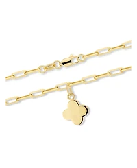 Devata Clover Charm with Paperclip Chain Bracelet in 14K Gold, 7.5 in, approx. 3.5 grams.