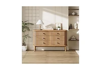 Gaomon + 6-Drawer + Natural Wood + Black HandlesGaomon + 6-Drawer + Natural Wood + Black Handles + Double Dresser