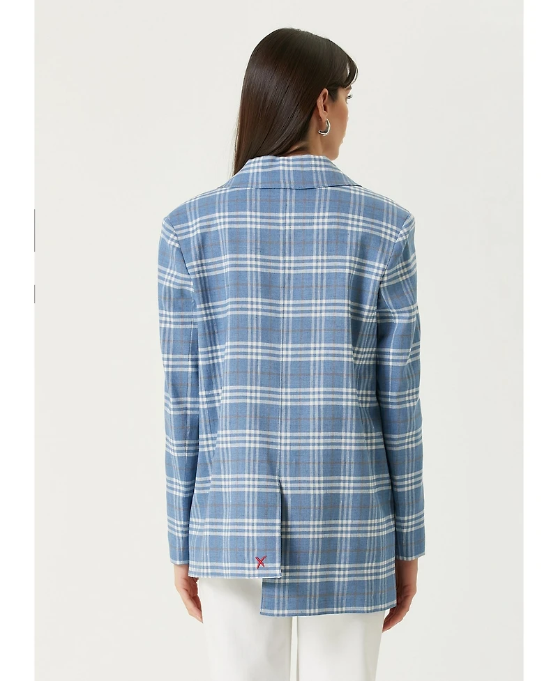 Pcfg Women's Linen-Blend Checked Free Heaven Blazer