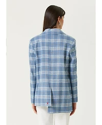 Pcfg Women's Linen-Blend Checked Free Heaven Blazer