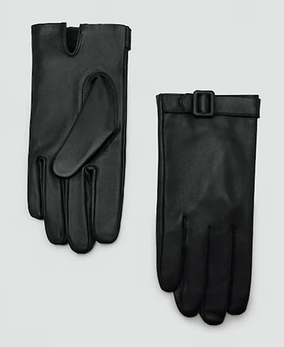 Mango Women's Buckle Leather Gloves