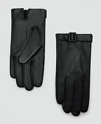 Mango Women's Buckle Leather Gloves