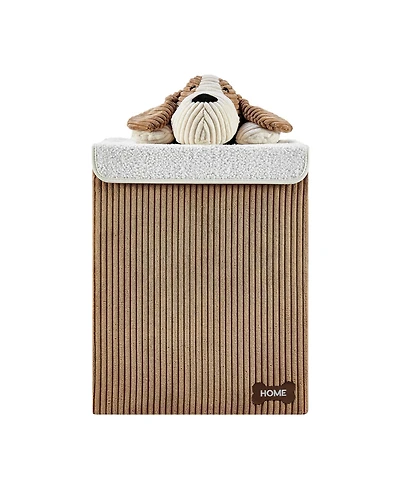 Danya B Collapsible Corduroy Kids Plush Laundry Hamper Toy Storage