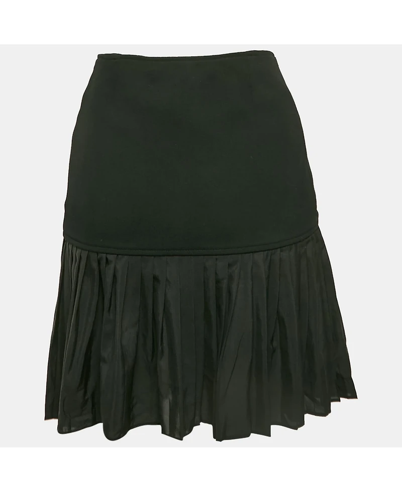 Pre-Owned Givenchy Women's Black Gabardine & Chiffon Pleated Mini Skirt