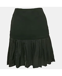 Pre-Owned Givenchy Women's Black Gabardine & Chiffon Pleated Mini Skirt