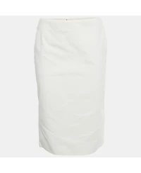 Pre-Owned Alexander Mcqueen Women's White Cotton Midi Skirt
