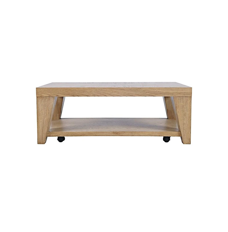 Jofran Modern Contemporary 50" Coffee Table with Storage Shelf and Hidden Casters