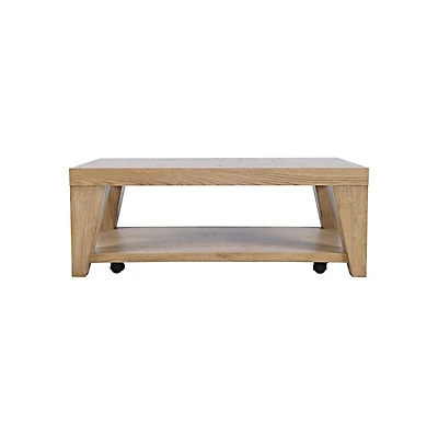 Jofran Modern Contemporary 50" Coffee Table with Storage Shelf and Hidden Casters