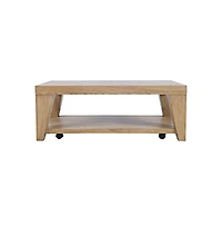 Jofran Modern Contemporary 50" Coffee Table with Storage Shelf and Hidden Casters