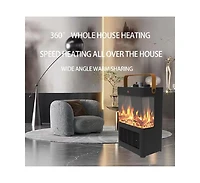 Electric Fireplace Heater for Indoor Use, 1500W Space Heater Fireplace with 3D Led Flame, Double Safety Protection