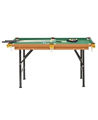 Flynama 55Inch Folding Pool Table with Professional Green Felt and Complete Accessory Set Space Saving Billiards Table