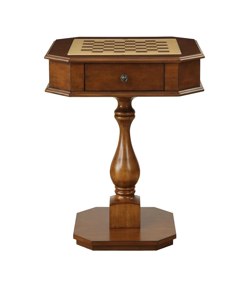 Cherry Wood Game Table with BuiltIn Chessboard and Two Storage Drawers Sturdy Pedestal Base for Organized Gaming and Display