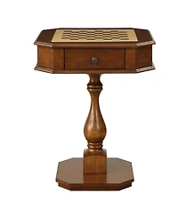 Cherry Wood Game Table with BuiltIn Chessboard and Two Storage Drawers Sturdy Pedestal Base for Organized Gaming and Display