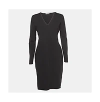 Pre-Owned The Row Women's Black Jersey V-Neck Mini Dress