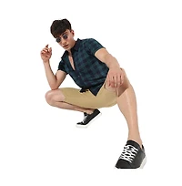 Campus Sutra Men's Green & Blue Tartan Plaid Shirt