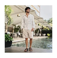 Campus Sutra Men's Off-White & Navy Blue Thread-Lines Shirt