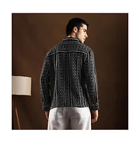Campus Sutra Men's Onyx Black Folk-Weave Shirt