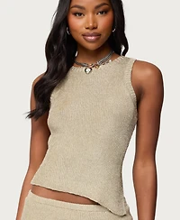 Edikted Women's Goldy Asymmetric Metallic Knit Top