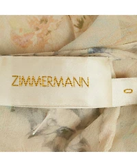 Pre-Owned Zimmermann Women's Cream Floral Print Silk Ruffled Playsuit